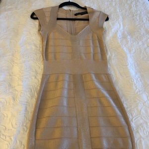 French Connection Gold Bandage Dress